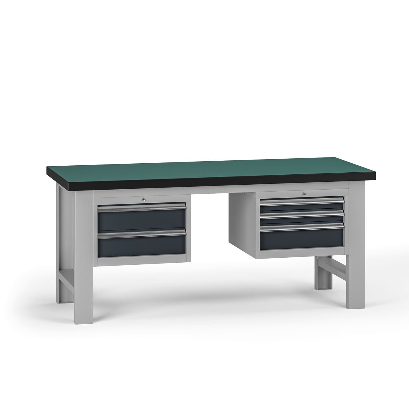 B2B Partner Werkbank G8, 1800 x 750 x 800 mm, 2x Container, 5 Schubladen, Graphit