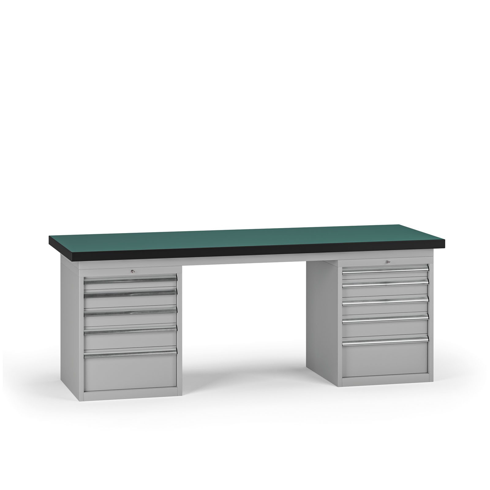 B2B Partner Werkbank G8, 2100 x 750 x 800 mm, 2x Container, 10 Schubladen, grau