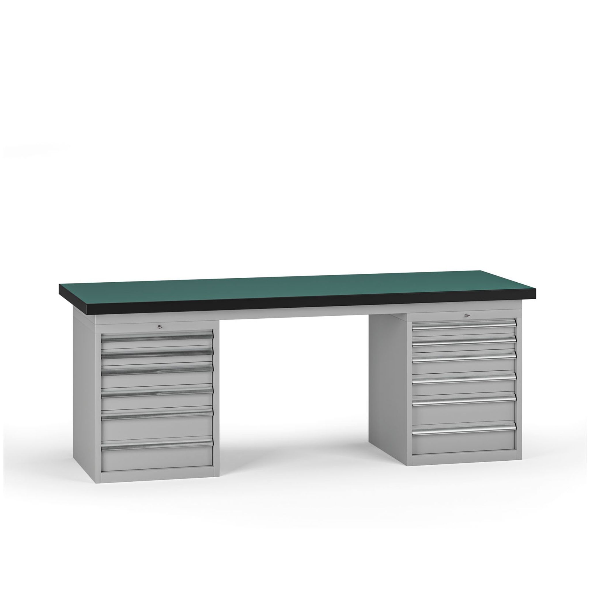 Werkbank G8, 2100 x 750 x 800 mm, 2x Container, 12 Schubladen