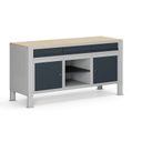 Werkbank G9, 1 Ablage, 2 Schränke, 3 Schubladen, höhenverstellbar, 1690 x 595 x 715-975 mm, grau/Graphit Werkbank G9, 1 Ablage, 2 Schränke, 3 Schubladen, höhenverstellbar, 1690 x 595 x 715-975 mm, grau/Graphit