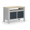 Werkbank G9, 1 Ablage, 2 Schränke, höhenverstellbar, 1180 x 595 x 715-975 mm, grau/Graphit