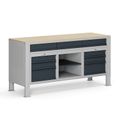 Werkbank G9, 1 Ablage, 9 Schubladen, höhenverstellbar, 1690 x 595 x 715-975 mm, grau/Graphit