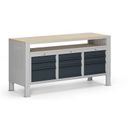 Werkbank G9, 1 obere Ablage, 9 Schubladen, höhenverstellbar, 1690 x 595 x 715-975 mm, grau/Graphit