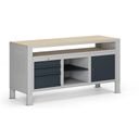 Werkbank G9, 2 Ablagen, 1 Schrank, 3 Schubladen, höhenverstellbar, 1690 x 595 x 715-975 mm, grau/Graphit