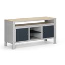 Werkbank G9, 2 Ablagen, 2 Schränke, höhenverstellbar, 1690 x 595 x 715-975 mm, grau/Graphit