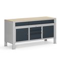 Werkbank G9, 2 Schränke, 6 Schubladen, höhenverstellbar, 1690 x 595 x 715-975 mm, grau/Graphit