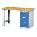 Werkbank MECHANIC, 1500x685x880 mm, 1 Schubladencontainer, 4x Schublade, grau/blau