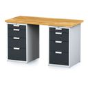 Werkbank MECHANIC, 1500x685x880 mm, 2x 4 Schubladencontainer, grau/anthrazit