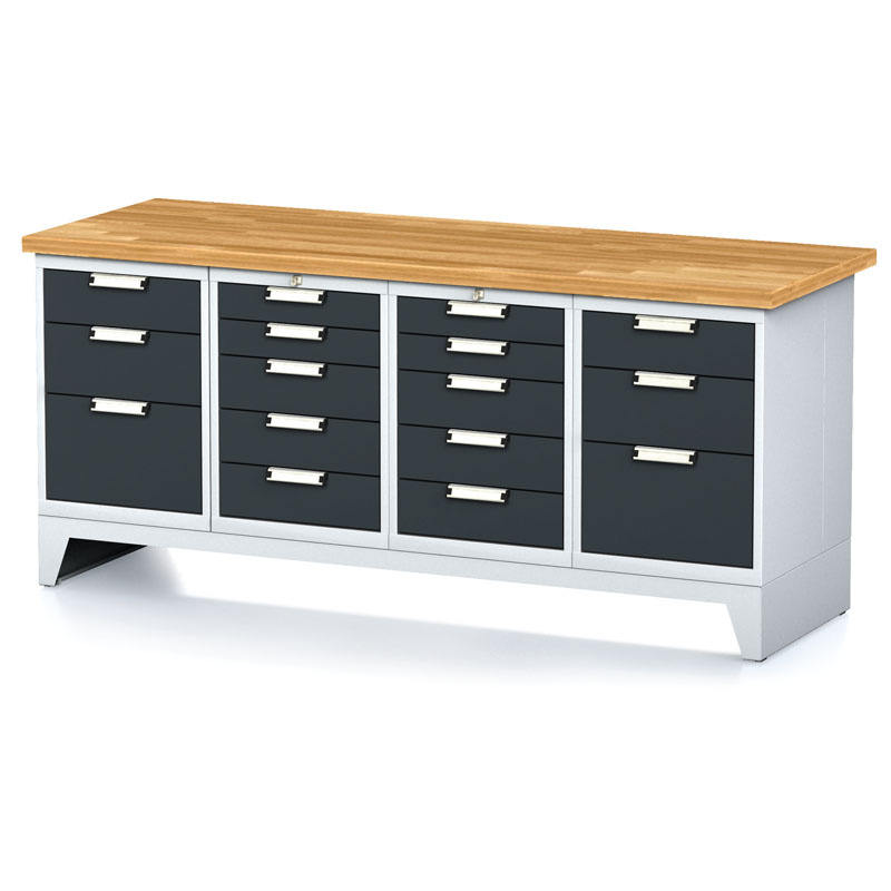 Alfa 3 Werkbank MECHANIC, 2000x685x880 mm, 2x 5 Schubladencontainer, 2x 3 Schubladencontainer, Graphit
