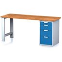 Werkbank MECHANIC, 2000x685x880 mm, höhenverstellbare Unterlage, 1 Schubladencontainer, 4x Schublade, grau/blau