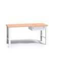 Werkbank mit Holzarbeitsplatte G3, festes Gestell, 1500 mm, 1x 1 Schubladencontainer, grau