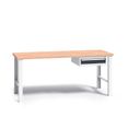 Werkbank mit Holzarbeitsplatte G3, festes Gestell, 1700 mm, 1x 1 Schubladencontainer, Graphit