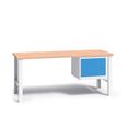 Werkbank mit Holzarbeitsplatte G3, festes Gestell, 1700 mm, 1x Schrank, blau Werkbank mit Holzarbeitsplatte G3, festes Gestell, 1700 mm, 1x Schrank, blau