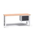 Werkbank mit Holzarbeitsplatte G3, festes Gestell, 1700 mm, 1x Schrank, Graphit