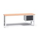Werkbank mit Holzarbeitsplatte G3, festes Gestell, 2000 mm, 1x Schrank, Graphit