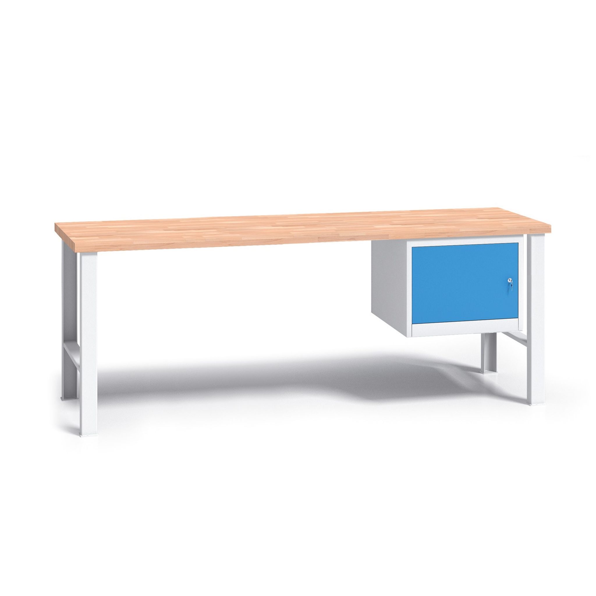 Werkbank mit Holzarbeitsplatte G3, festes Gestell, 2000x685x840 mm, 1x Schrank Werkbank mit Holzarbeitsplatte G3, festes Gestell, 2000x685x840 mm, 1x Schrank