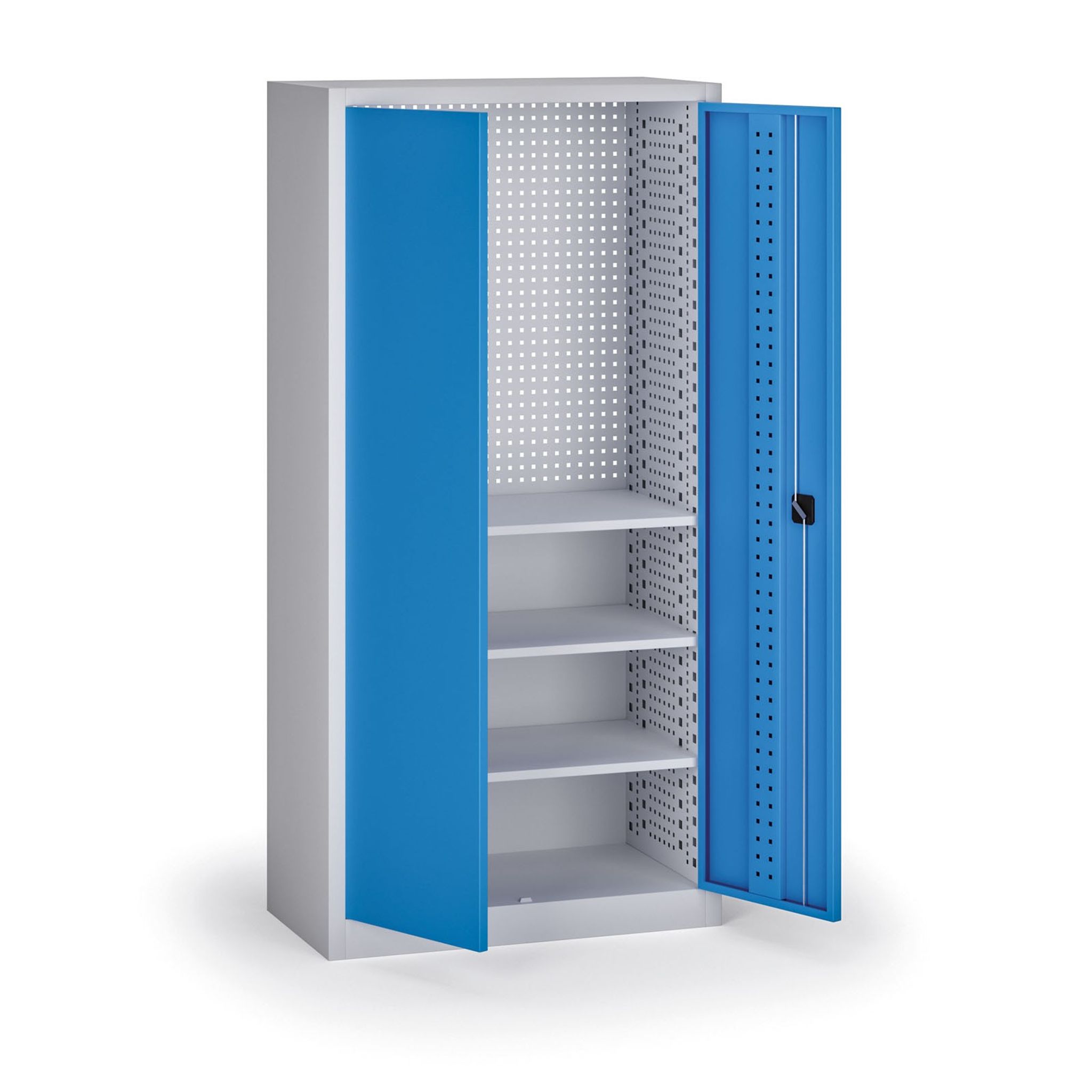 Werkstattschrank, 3 Regalböden, 1950 × 950 × 500 mm, blaue Türen