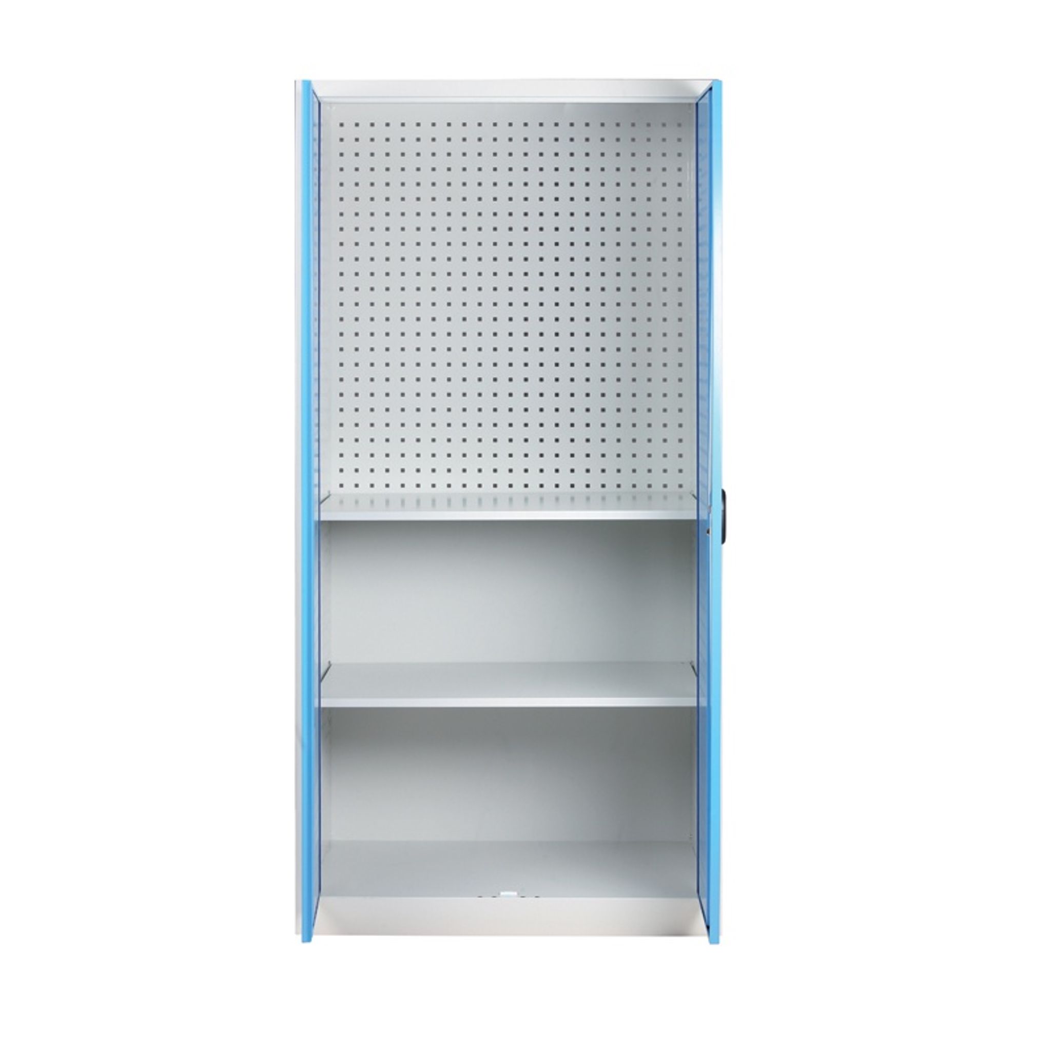 Werkstattschrank KOVO mit perforierter Rückwand, 2 Böden, 950 x 600 x 1950 mm