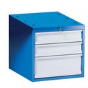 Werkzeug-Hängekasten für GD-Werkbänke, 3 Schubladen, abschließbar, 510 x 592 x 470 mm, blau / grau