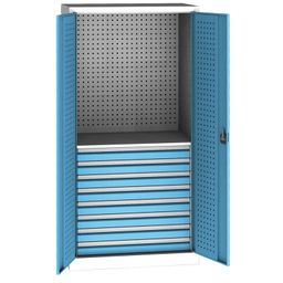 Werkzeugschrank KOVOS, 1 Fachboden, 8 Schubladen, gelocht, 950 x 600 x 1950 mm