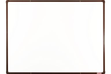 Whiteboard, Magnettafel, mit Keramikoberfläche boardOK 1200 x 900 mm, brauner Rahmen