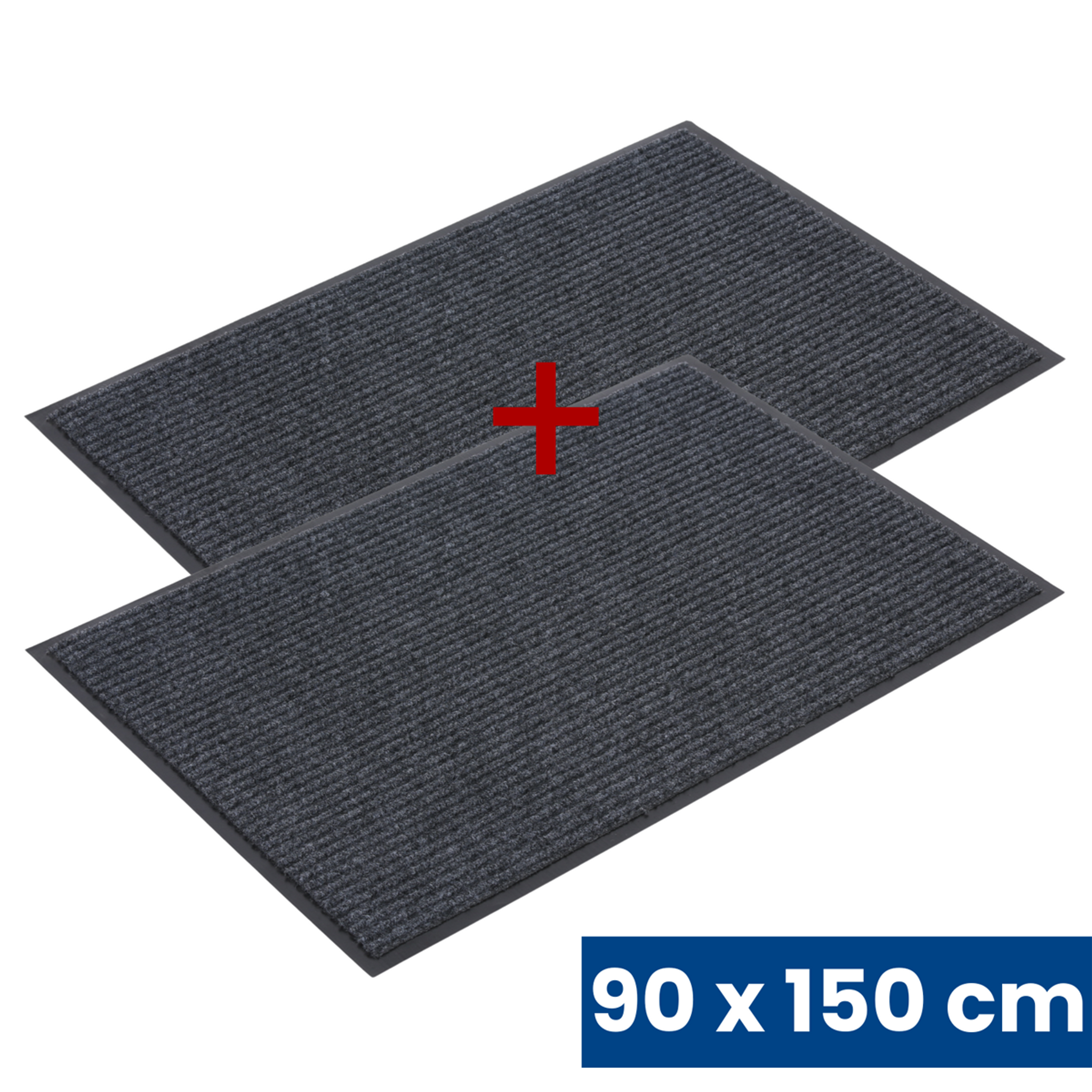 Widerstandsfähige Eingangsmatte mit PVC 1+1 GRATIS, 90 x 150 cm, grau