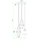 Wiszący żyrandol sufitowy CRYSTAL TRIO, czarny metal