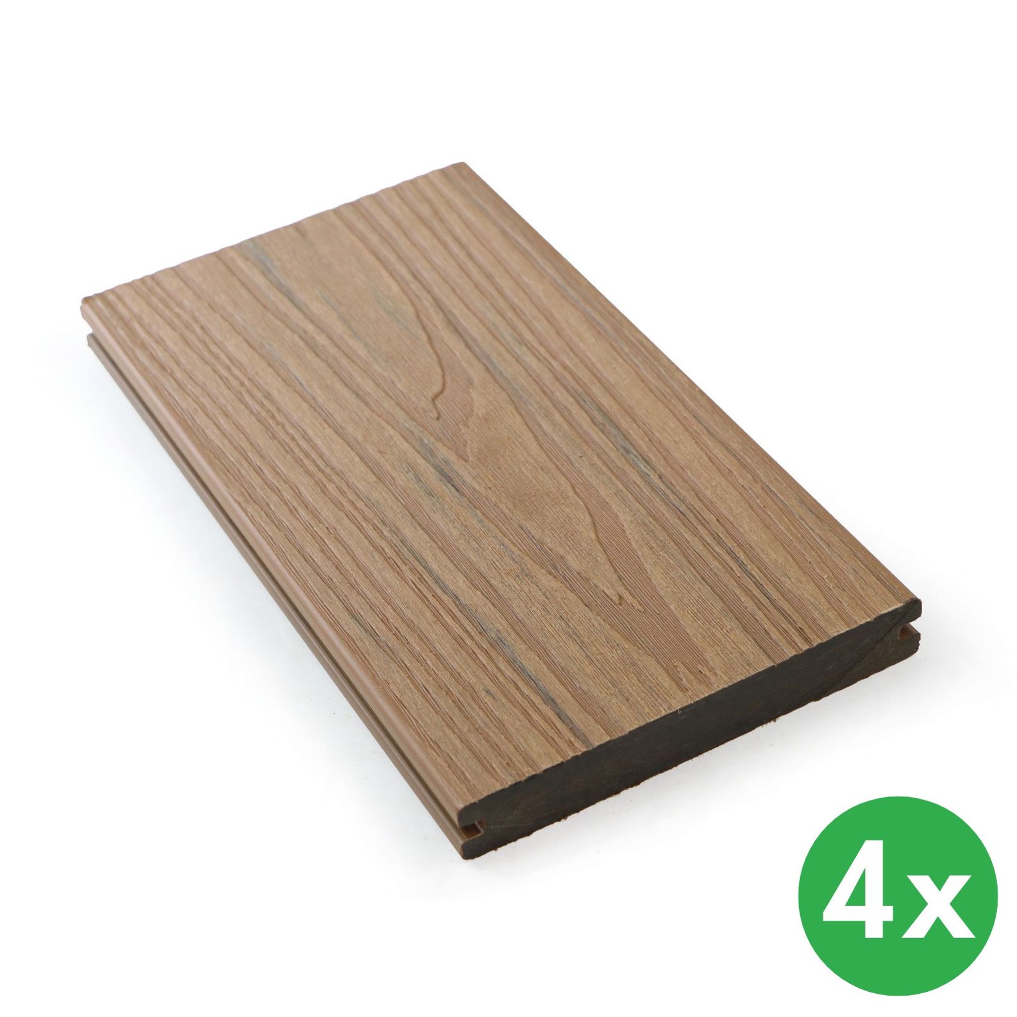 WPC-Terrassendielen koextrudiert, Vollprofil, 140 × 23 × 2850 mm, 4 Stk., teak mix