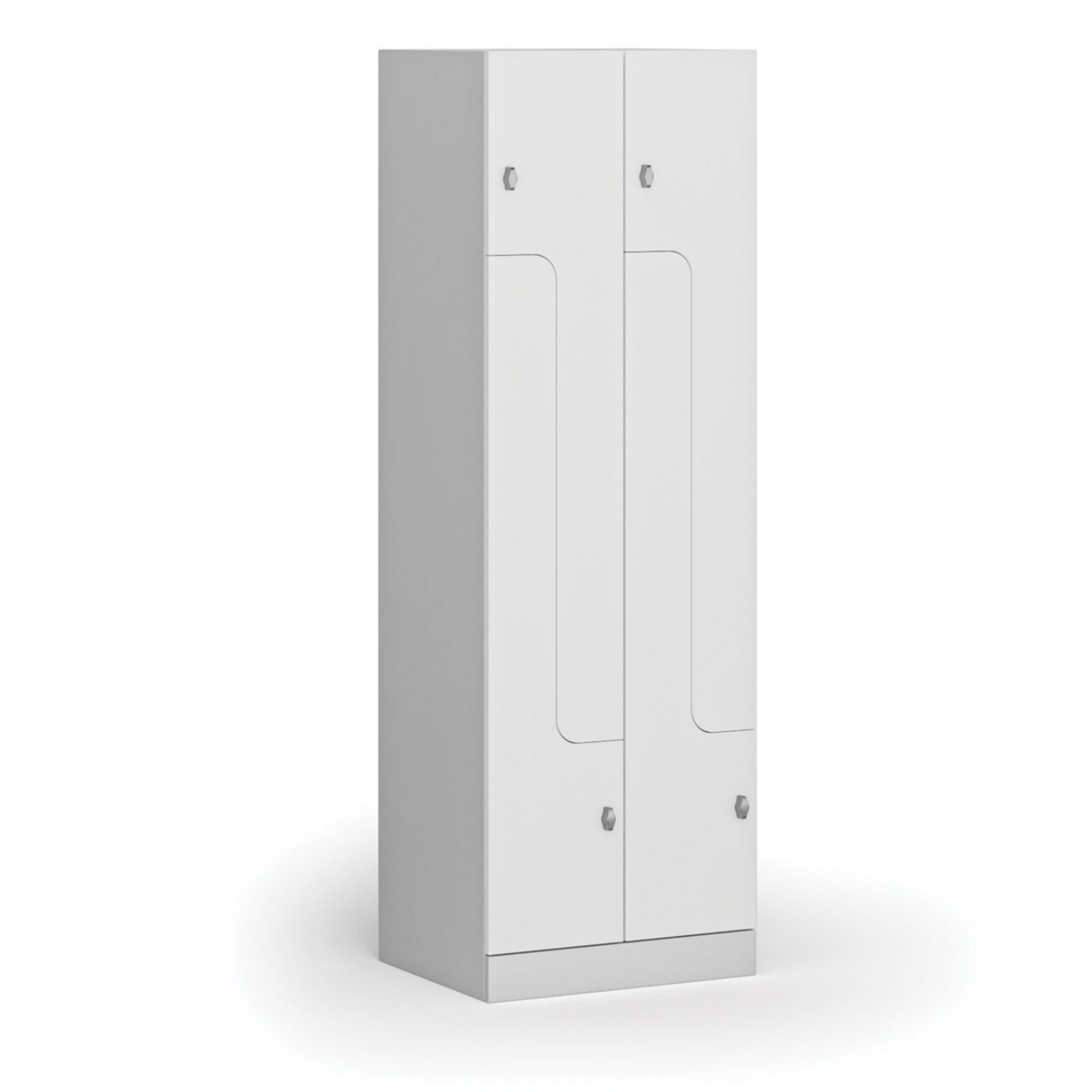 Z-Spind S1, 4 Abteile, 1850 x 600 x 500 mm, Drehverschluss, laminierte Tür, weiß