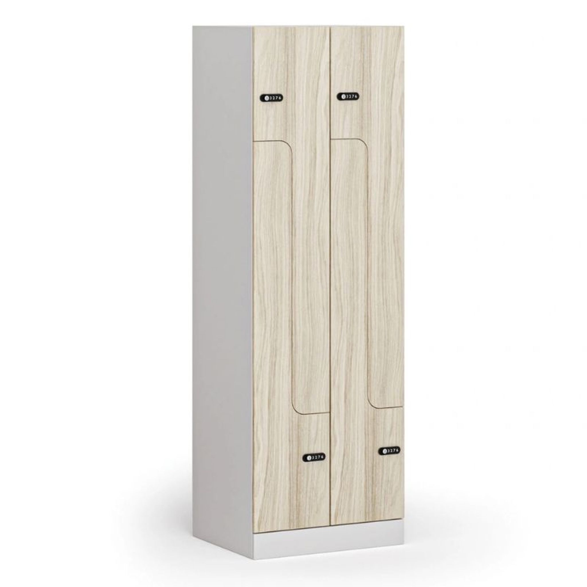 Z-Spind S1, 4 Abteile, 1850 x 600 x 500 mm, mechanisches Codeschloss, laminierte Tür, Natureiche Z-Spind S1, 4 Abteile, 1850 x 600 x 500 mm, mechanisches Codeschloss, laminierte Tür, Natureiche