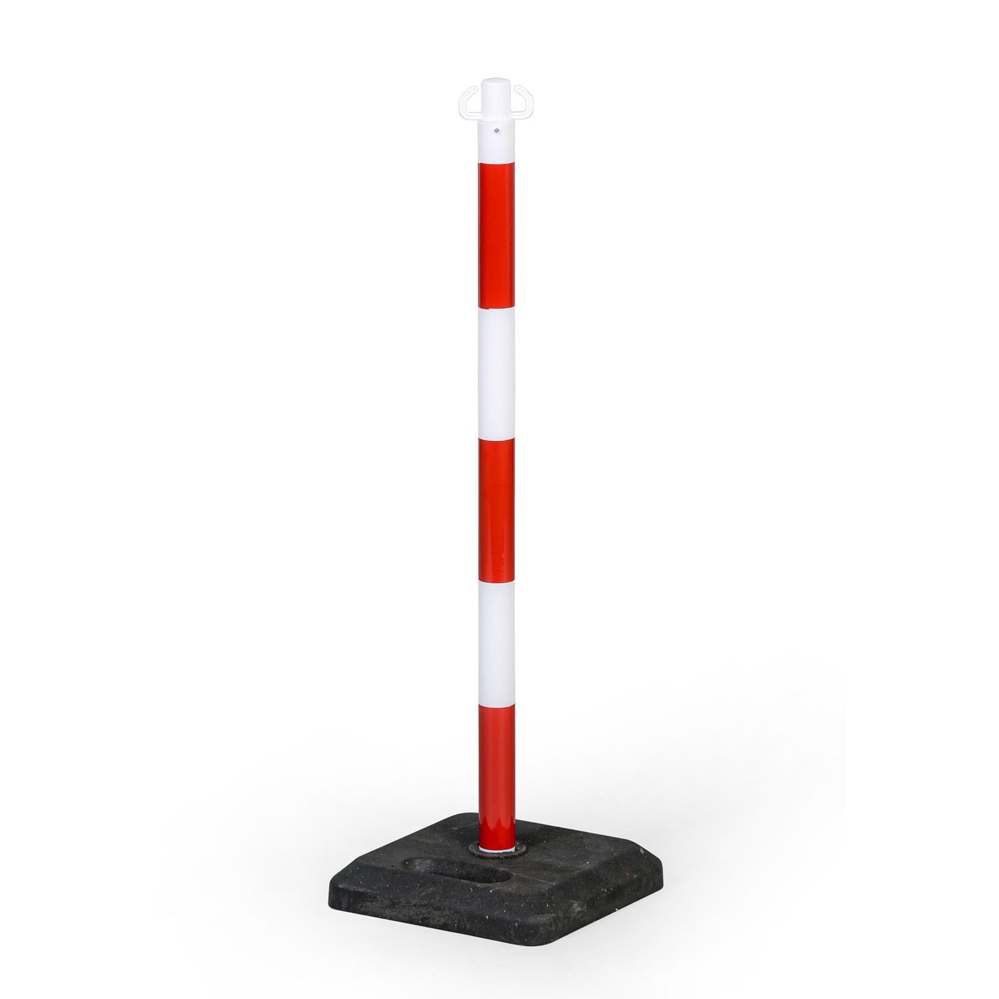Zahrazovací plastový sloupek se základnou, výška 870 mm, červená/bílá