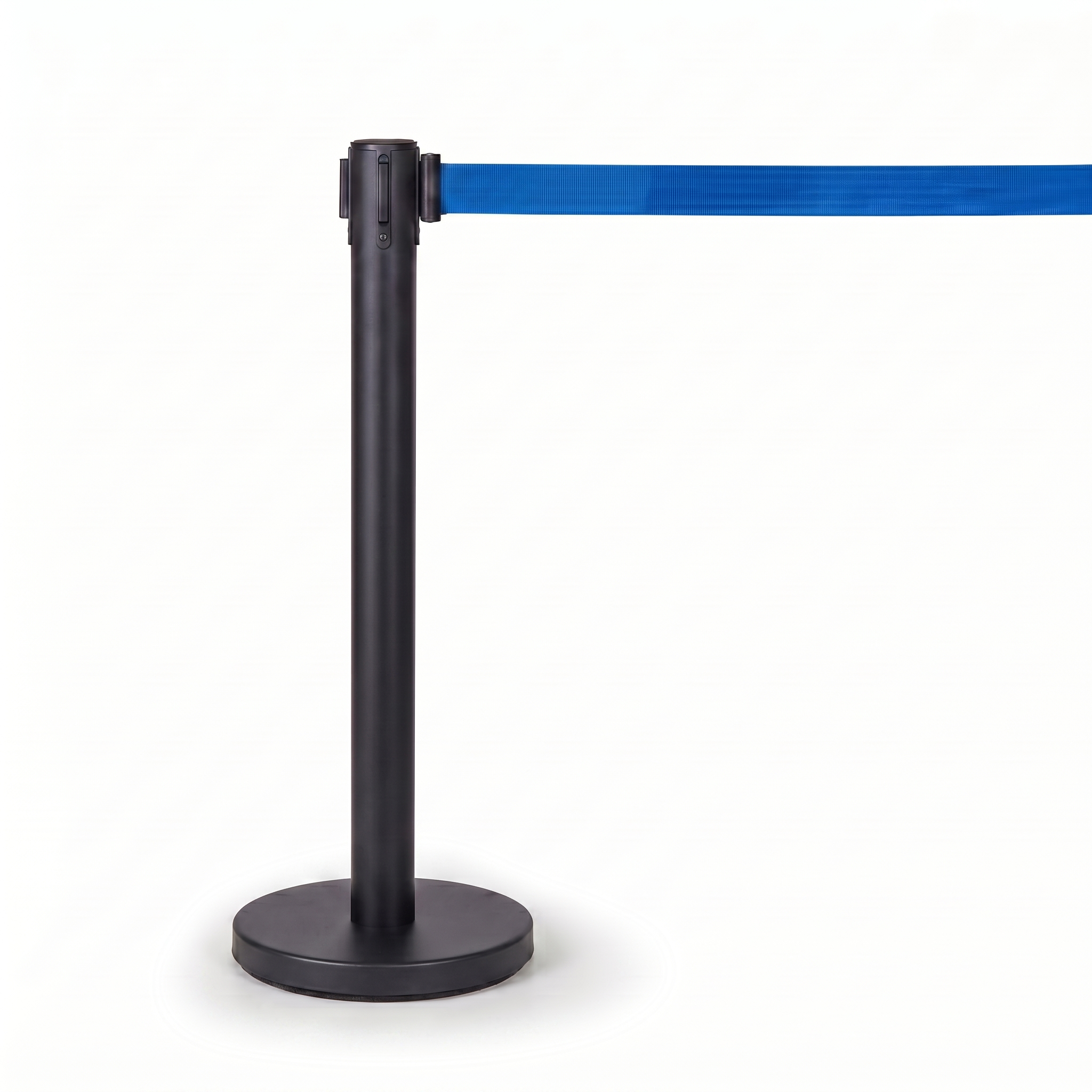 Zahrazovací sloupek se samonavíjecím pásem, černá/modrá