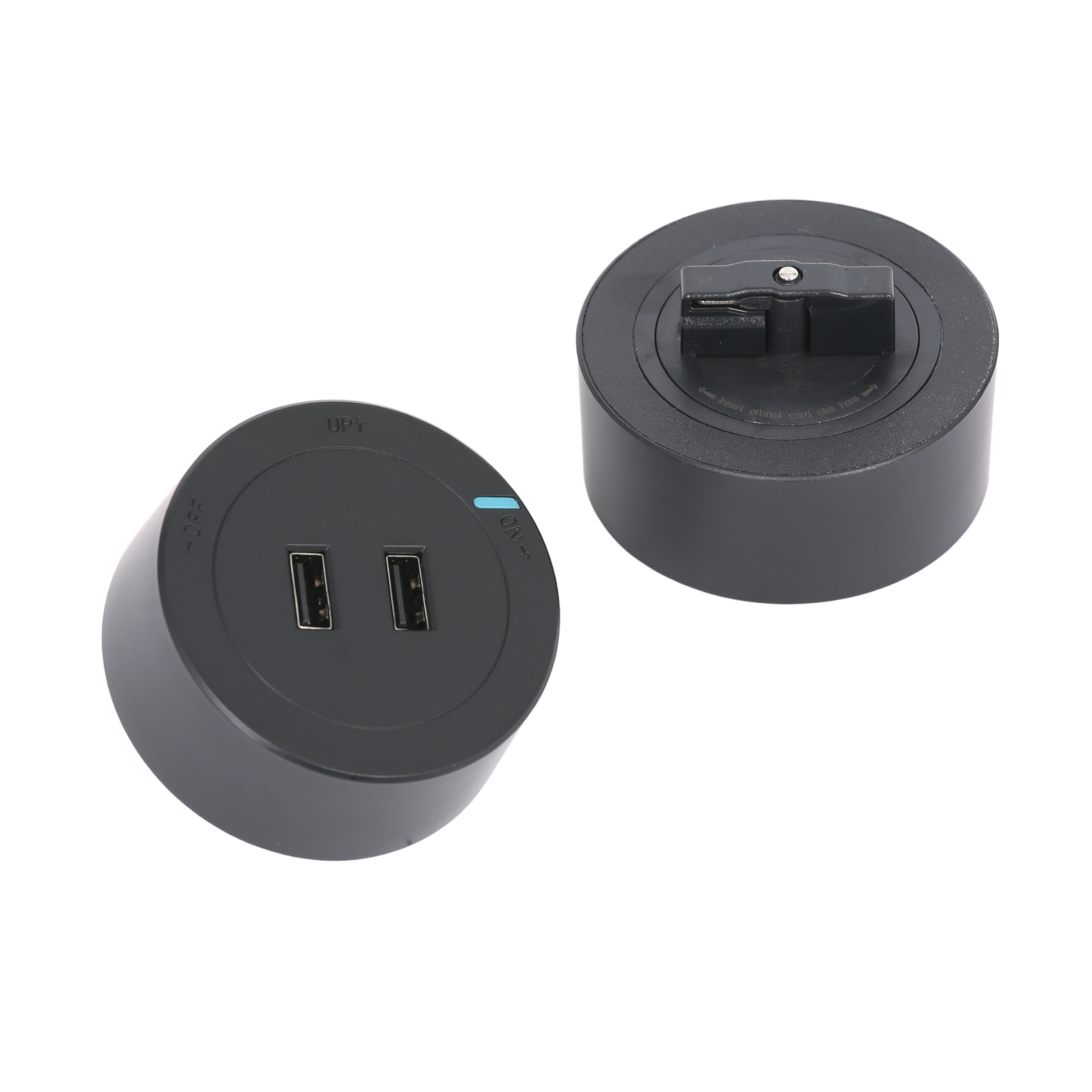 Zásuvka 2x USB-A pre zásuvkové lišty, čierna