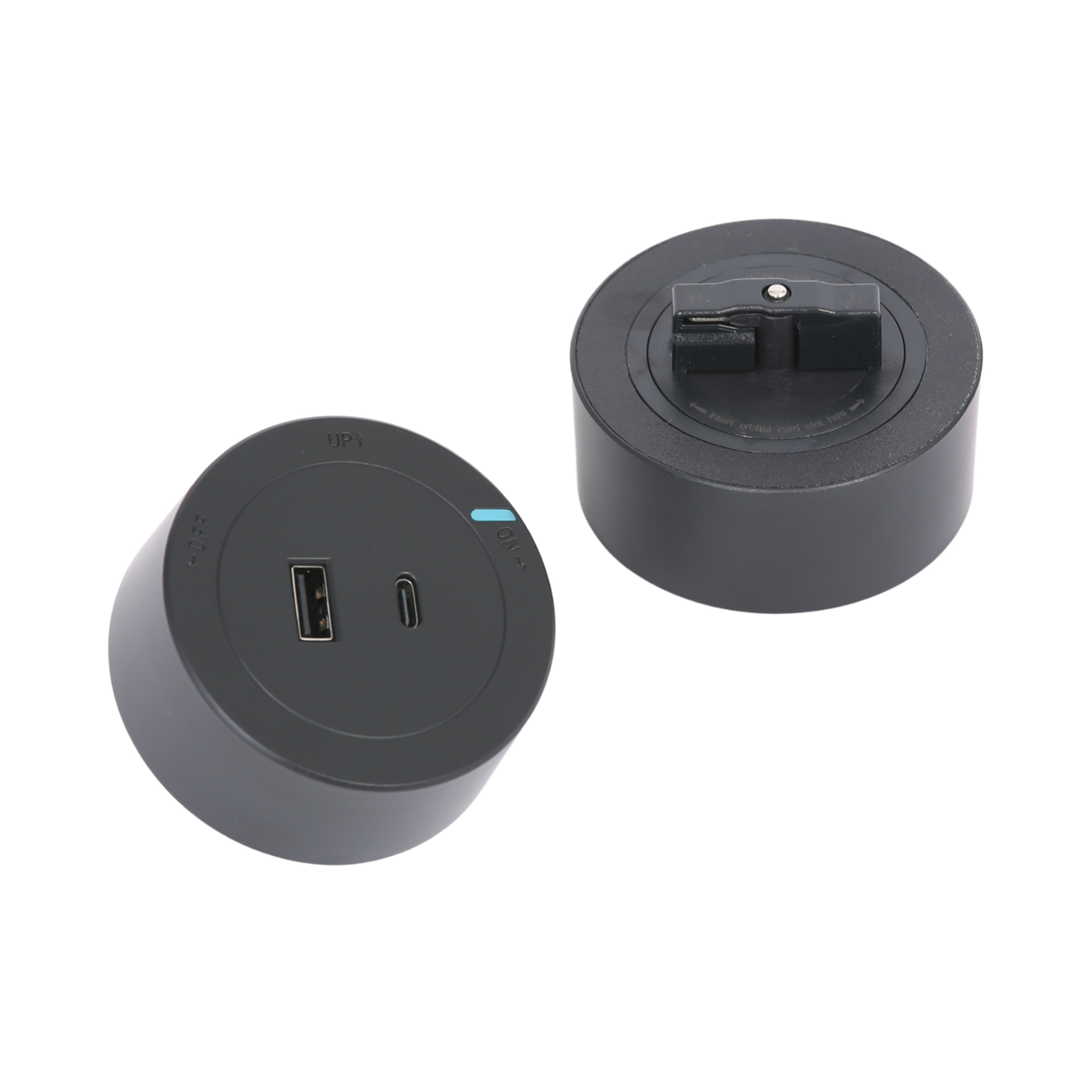 Zásuvka USB-A + USB-C pre zásuvkové lišty, čierna