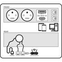 Zásuvkový box TYP IV - posuvný kryt, 2x zásuvka, nabíjací USB A+C porty, 2x RJ45 port, strieborná