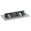 Zásuvkový box TYP VI - výklopný, 2x zásuvka, VGA, HDMI, USB DATA, 2x RJ45 port, stříbrná