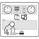 Zásuvkový box - výklopný, 2x zásuvka, 2x USB-A, 2x RJ45 port, černá