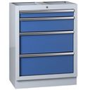 Zásuvkový dielenský box k pracovnej doske EXPERT, 4 zásuvky, 680 x 455 x 910 mm, modrá