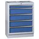 Zásuvkový dielenský box k pracovnej doske EXPERT, 5 zásuviek, 680 x 455 x 910 mm, modrá