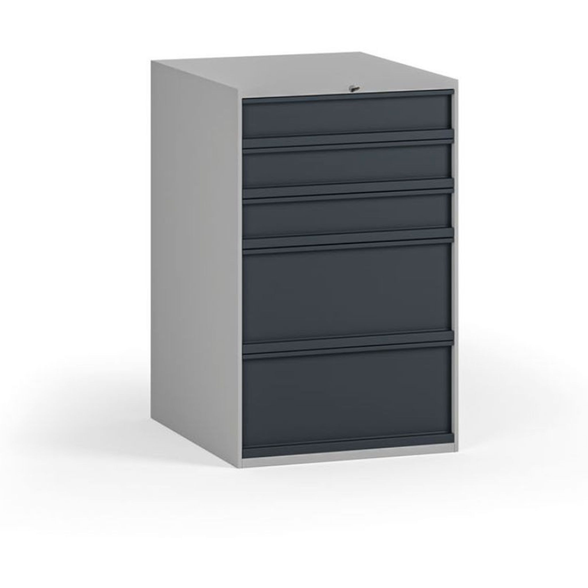 Zásuvkový dielenský box na náradie k pracovnému stolu, 5 zásuviek, 510 x 592 x 810 mm, grafit