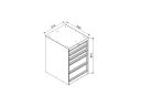Zásuvkový dielenský box na náradie k pracovnému stolu, 5 zásuviek, 510 x 592 x 810 mm, modrá