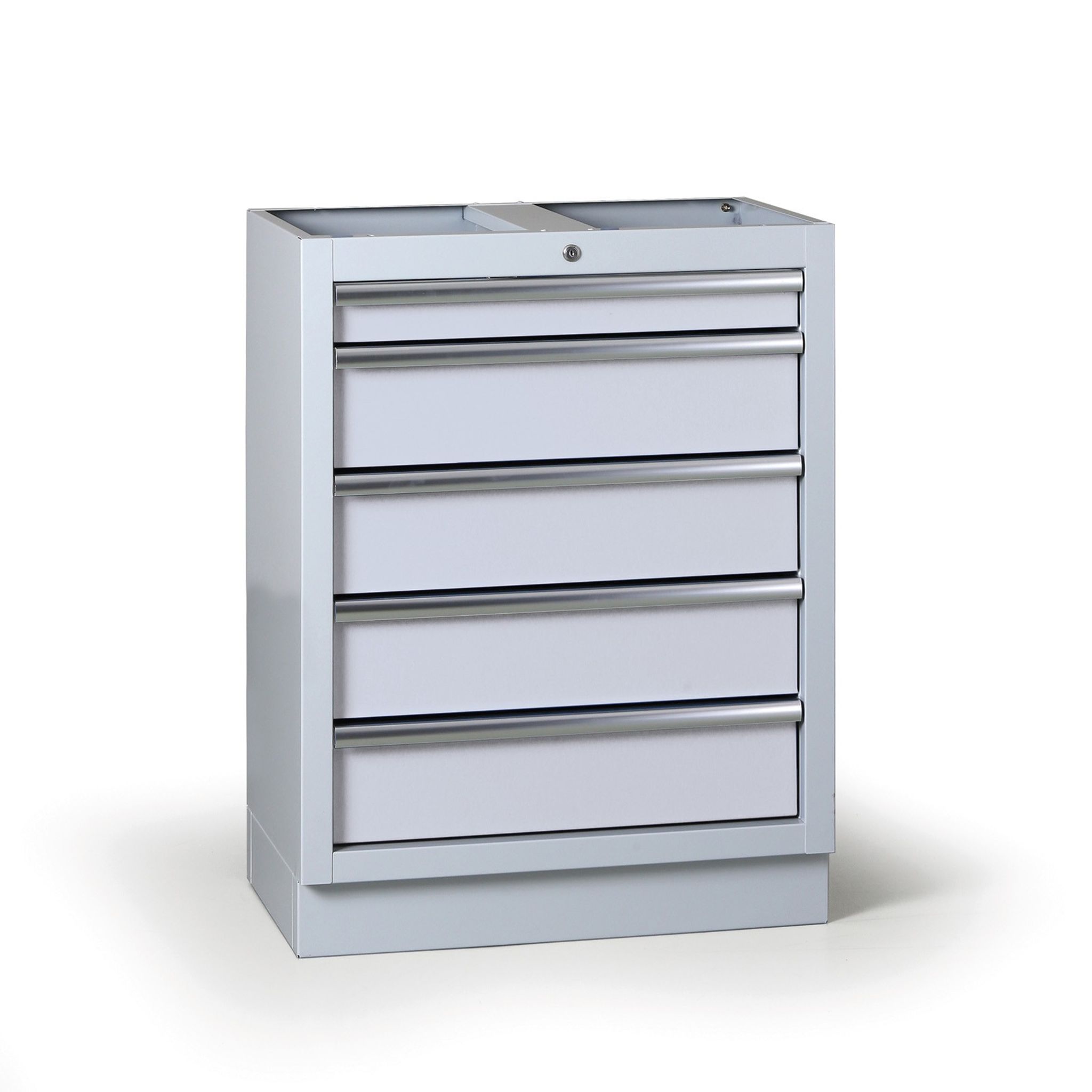 Zásuvkový dílenský box k pracovní desce EXPERT, 5 zásuvek, 680 x 455 x 910 mm, šedá