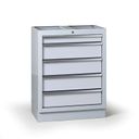 Zásuvkový dílenský box k pracovní desce G2, 5 zásuvek, 680 x 455 x 910 mm, šedá