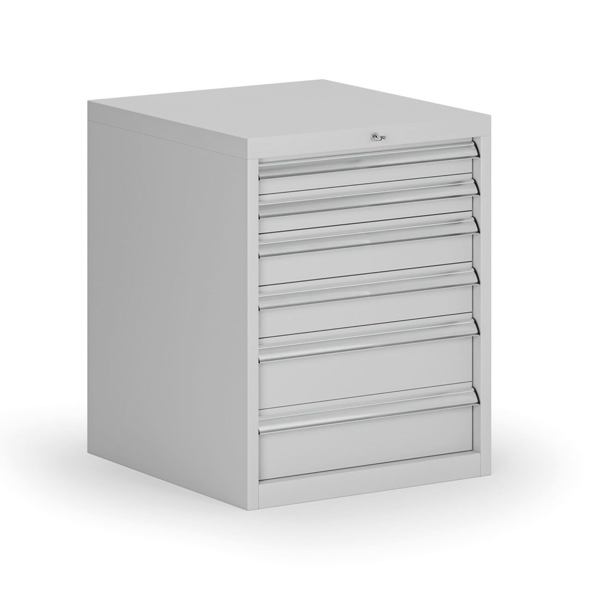 Závesný dielenský box k stolu G8, 6 zásuviek, 560 x 600 x 700 mm, sivá