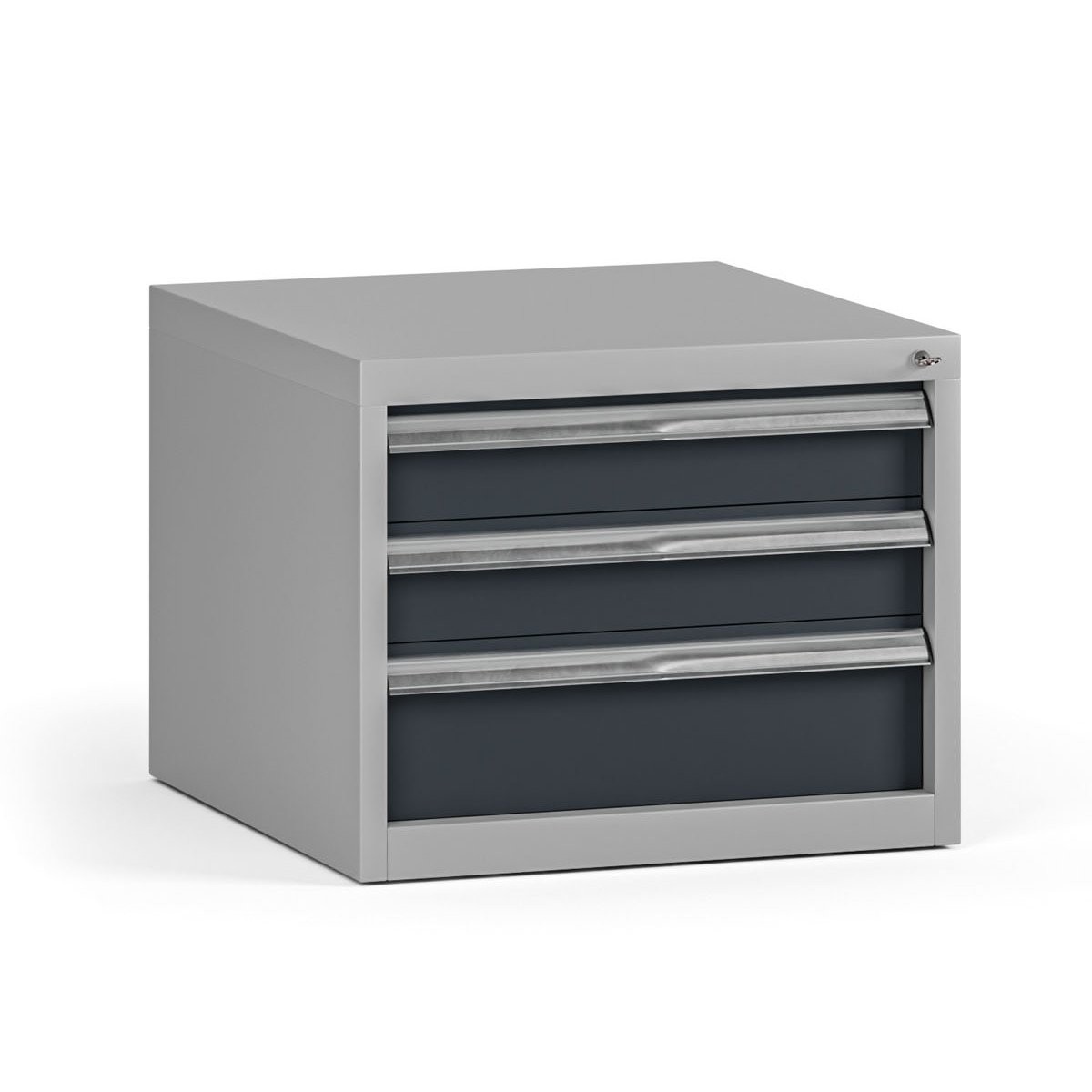 Fotografia produktu: Závesný dielenský box na náradie G345 k pracovným stolom do dielne, 3 zásuvky, 565 x 580 x 450 mm, grafit
