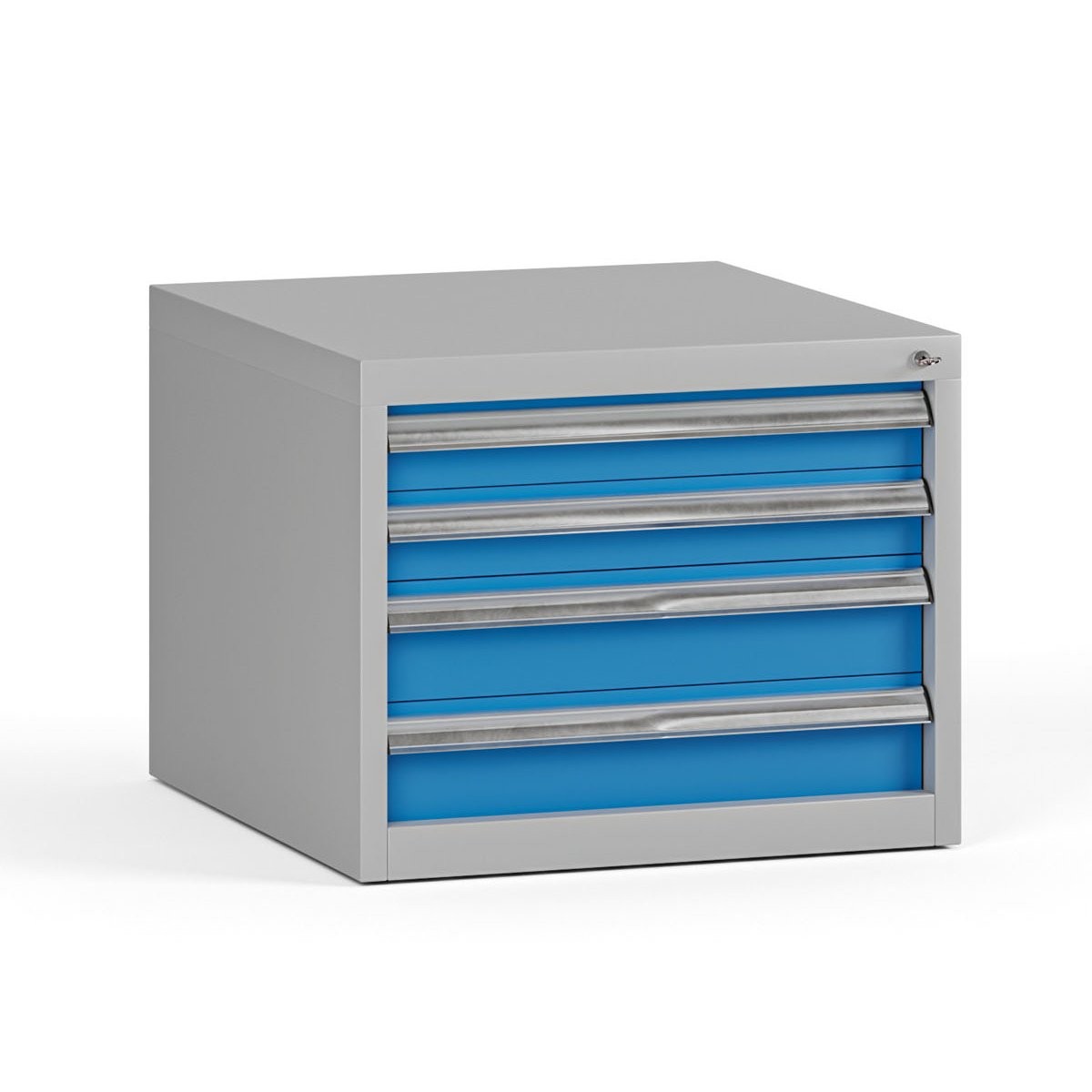 Fotografia produktu: Závesný dielenský box na náradie G345 k pracovným stolom do dielne, 4 zásuvky, 565 x 580 x 450 mm, modrá