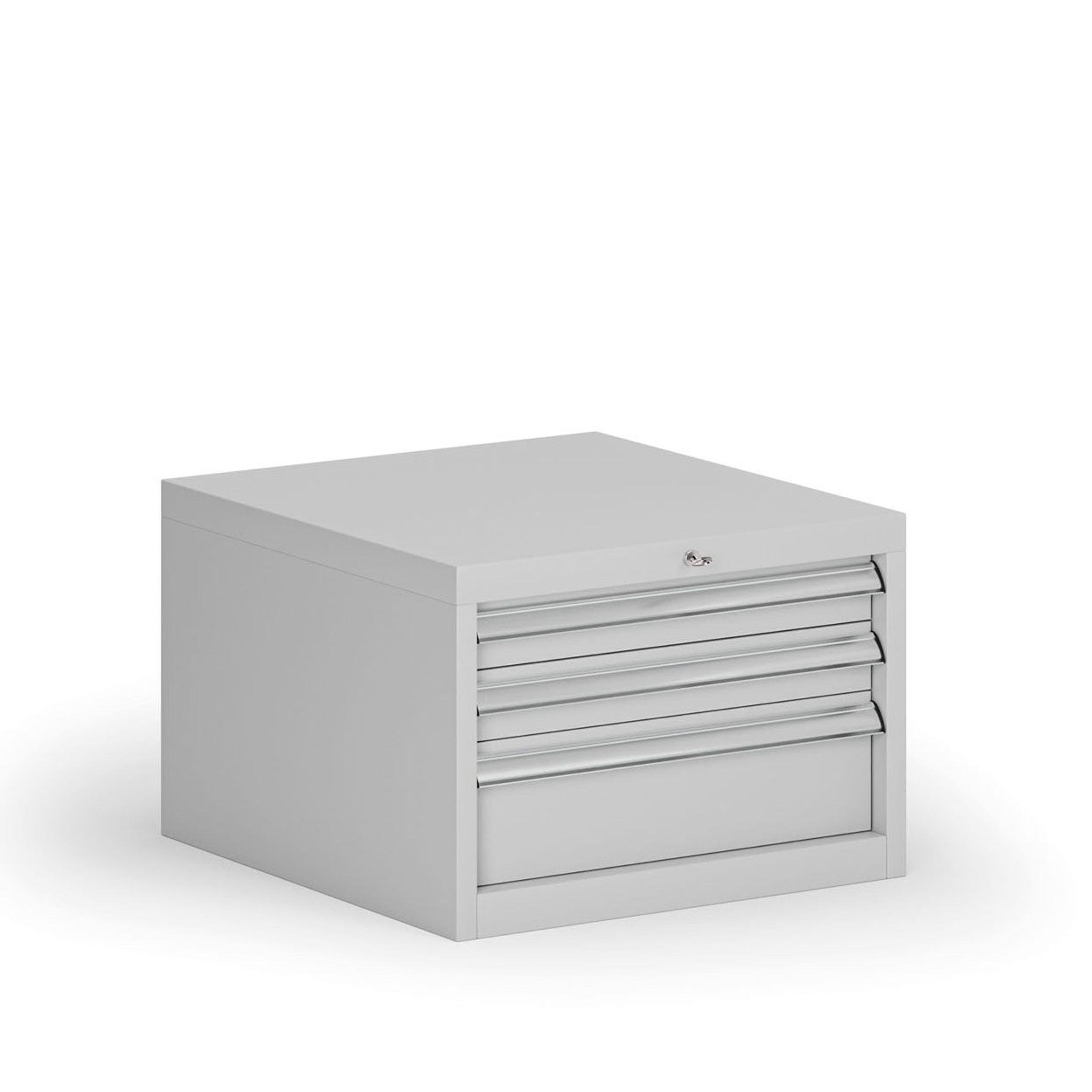 Závěsný dílenský box ke stolu G8, 3 zásuvky, 560 x 600 x 383 mm, šedá