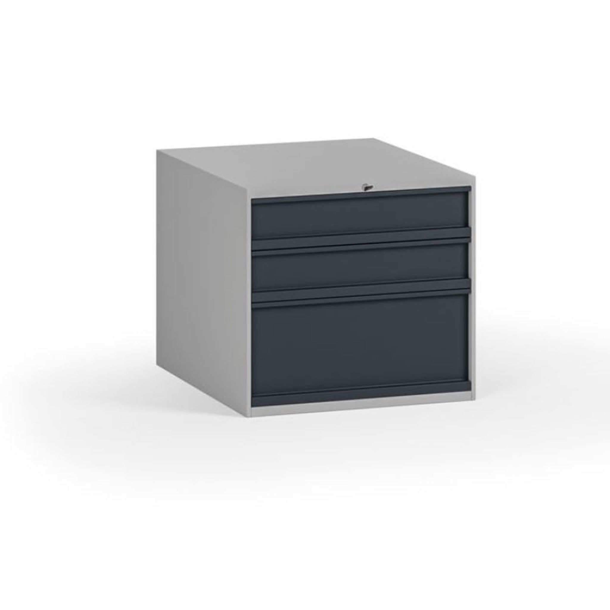 Závěsný dílenský box na nářadí k pracovním stolům, 3 zásuvky, zámek, 510 x 592 x 470 mm, grafit