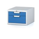 Závěsný dílenský box na nářadí k pracovním stolům MECHANIC, 2 zásuvky, 480 x 600 x 351 mm, modré dveře