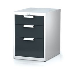 Závěsný dílenský box na nářadí k pracovním stolům MECHANIC I, 3 zásuvky, 480 x 600 x 662 mm, antracit / šedá